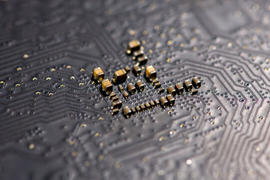 Circuit board with smd surface. Circuit board with resistor and capacitor. Circuit board with transistor and diode. Circuit board in hardware solder.