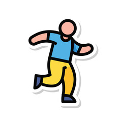 Obraz premium A person running with a blue shirt and yellow pants in a simple illustration style