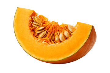 Fresh Orange Pumpkin Slice with Seeds Isolated PNG Ai Generated