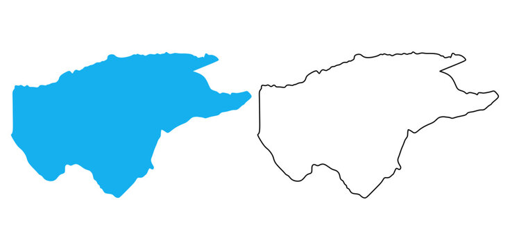map of Guaviare is a Department of Colombia. Map with detailed outlines and blue silhouettes