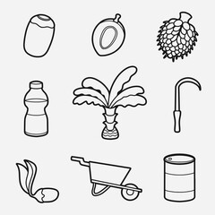 set of palm oil with outline style good for icon, symbol, element design, coloring book, etc © angga