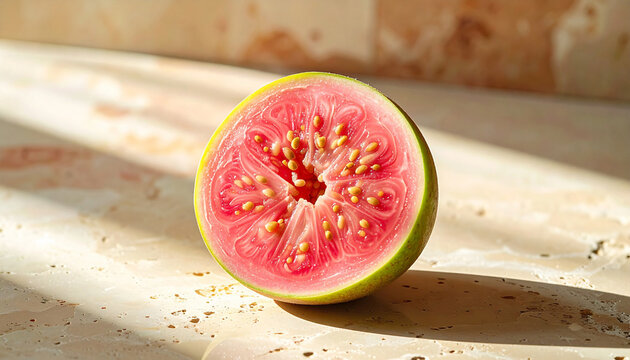 Close up of sliced fresh guava