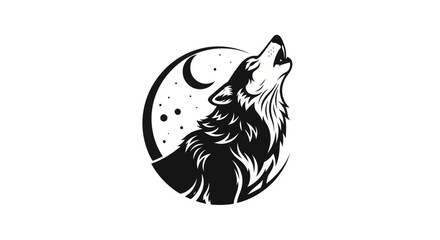 Howling wolf silhouette emblem design © Yoamn