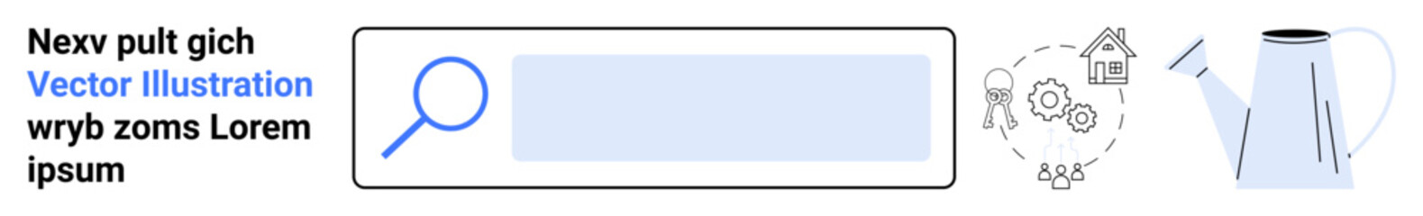 Digital search, business growth, online services, research tools, data analysis, strategy concepts. Search box with magnifying glass and icons growth and business. Digital search and business growth