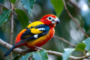Obraz premium A colorful bird perched on a tree branch