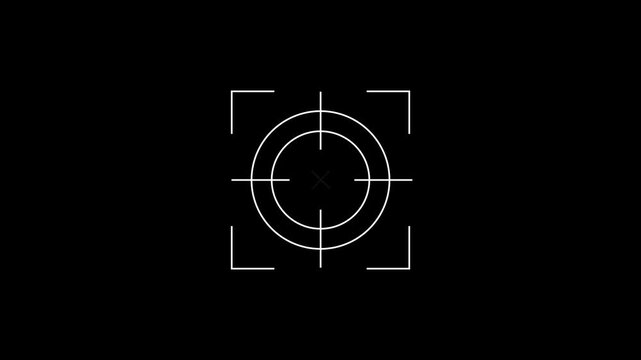 Target icon animation with black background.Target and arrow icon. Military training , Military target icon animation.
