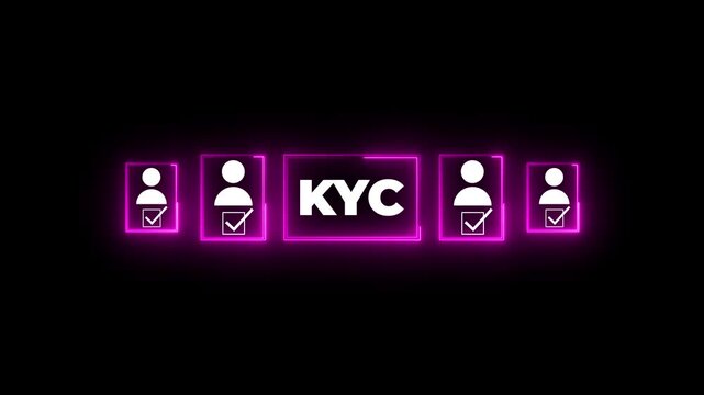 KYC, know your customer with business verifying the identity. Increase financial security and access personal financial data verify animation.