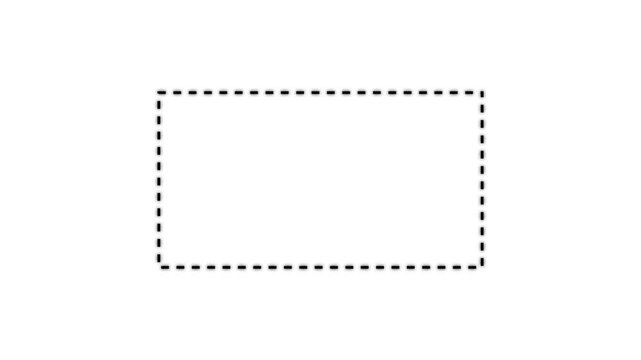 Rectangular selection box icon animation.The initial graphic displays a dashed rectangular box.