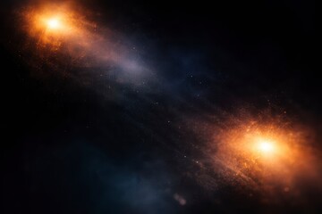 Galaxy with bright stars and nebula in deep space with orange and white hues and dark blue background JPG image