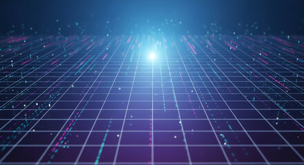Futuristic Digital Grid with Bright Light in a High-Tech Environment.