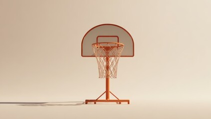 Naklejka premium Stylish photo of Minimalist orange basketball hoop and net with backboard on a solid neutral background