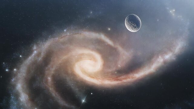 Majestic Andromeda Galaxy with Spiral Arms Rotating in Space