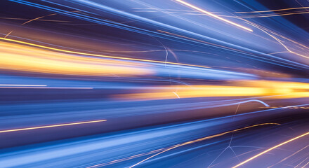 Dynamic Light Trails in Motion with Bright Colors and Speed Effect.