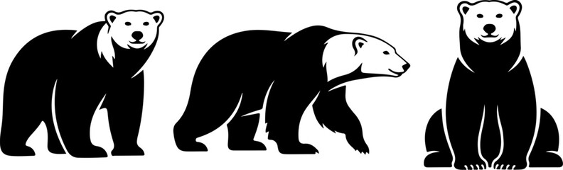 Obraz premium Three bears in different poses illustrated in a vector graphic file .eps style