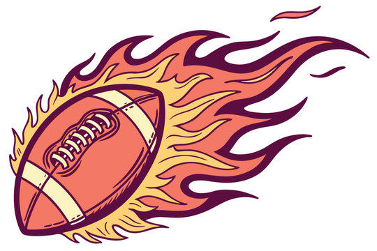 Flaming football dynamic sports fire energy illustration.