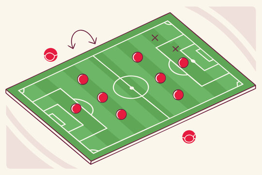 Vector illustration of football tactics board and strategy plan illustration.