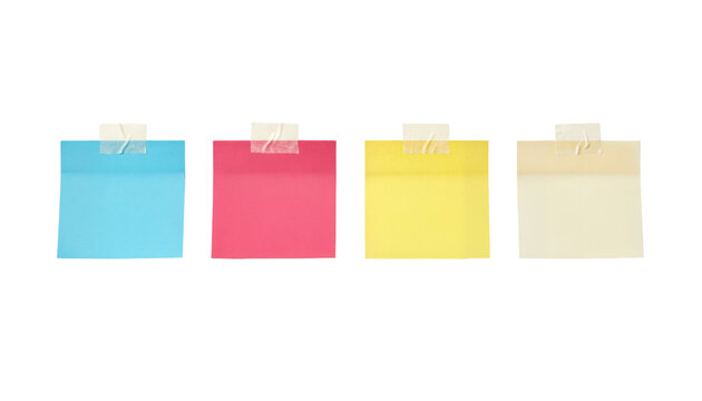 Sticky note reminder. Post it note paper. Yellow sheets for notes isolated with clipping path on background.