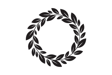 Obraz premium laurel wreath with ribbon black silhouette vector white background