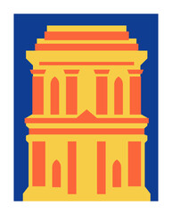 Fototapeta premium Petra Treasury Postage Stamp Illustration, Ancient Jordan Landmark Vector, Wonder of the World Travel Icon