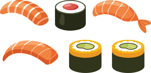 Colorful Sushi Variety Set – Nigiri, Maki, and Sashimi Collection © Mdmokbul