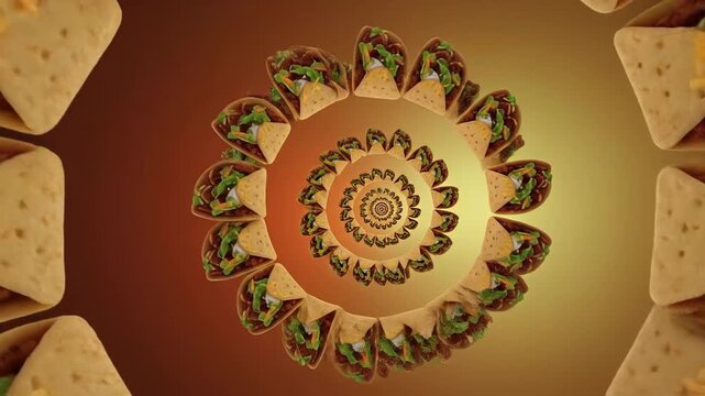 Tacos Arranged in a Circular Pattern.