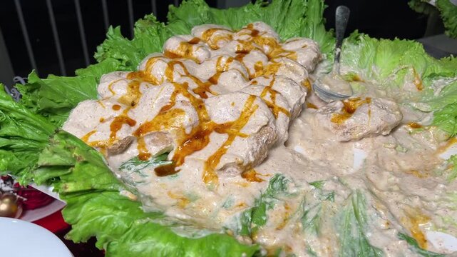 Dahi vada served in lettuce leaves