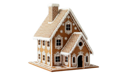Gingerbread house isolated on transparent background