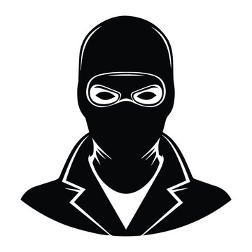 Criminal mask man Thief or robber avatar icon Silhouette vector black on a white background