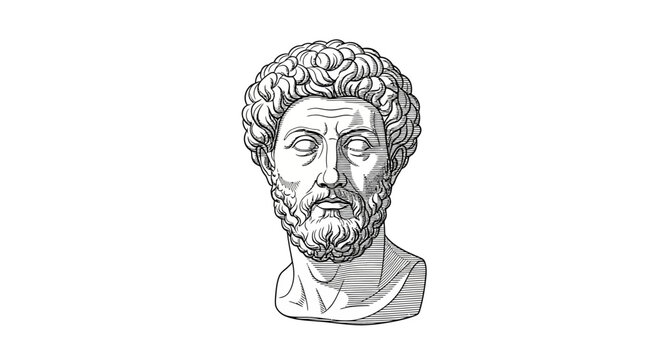 Ancient Roman Emperor Marcus Aurelius Bust Sculpture - Stoic Philosopher Sketch