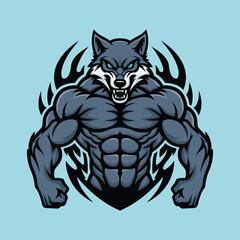 wolf mascot logo illustration vector design template modern style  eps 10