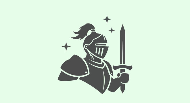 Knight in armor with sword silhouette
