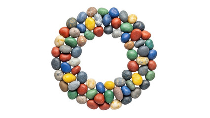 Colorful pills arranged in a circular shape isolated on transparent background