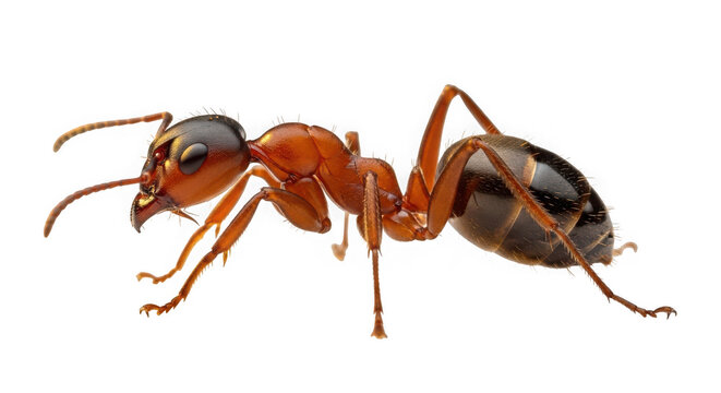 Red ant with black abdomen isolated on transparent background