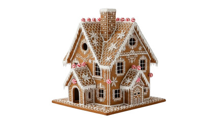 Gingerbread house isolated on transparent background