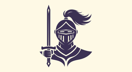 Obraz premium Knight silhouette with sword illustration