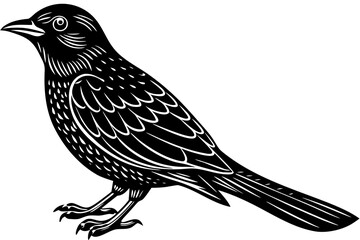 Obraz premium A black and white illustration of a bird in a minimalist style