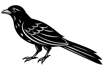 Obraz premium A black bird illustration in a minimalist style with white accents on a plain background