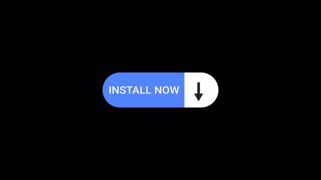 Install now button icon sign animation on transparent background, file installing with arrow icon sign animated.