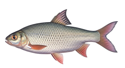 Detailed illustration of a fish with vibrant scales and fins swimming