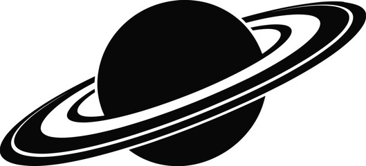 Black Silhouette of Saturn with Rings on White Background Keywords: saturn, planet, space, solar system, galaxy, cosmos © It's Sahed