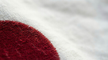 Japan Flag Fabric Texture Close Up Background.