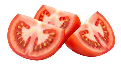 Sliced tomatoes isolated on transparent background