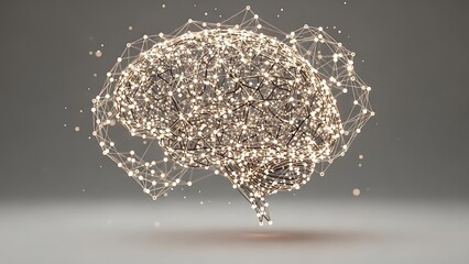Illuminated abstract representation of a digital brain network structure showcasing complex connections and glowing nodes symbolizing artificial intelligence and neural data processing technology