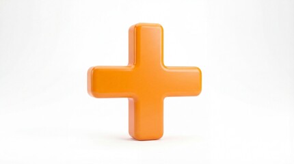 Fototapeta premium Orange Plus Sign on White Background for Addition Concepts.