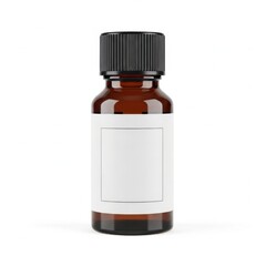 Empty amber glass bottle with black dropper cap for essential oils or natural liquid products