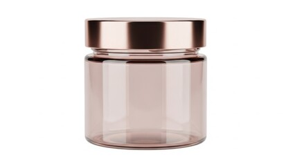 Elegant transparent glass jar with copper-toned metal lid for storage and organization