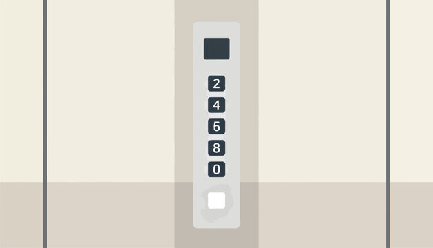 Minimalist elevator control panel with floor numbers and a large button