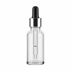 Elegant glass dropper bottle with black cap for skincare or essential oil storage