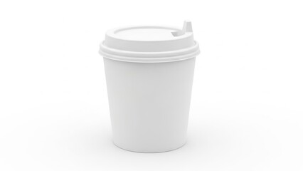 Elegant white disposable coffee cup with lid for modern caf&eacute; beverages and takeaway drinks