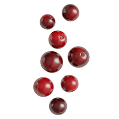 Eight red cherries on white background fruit fresh isolated on a transparent background